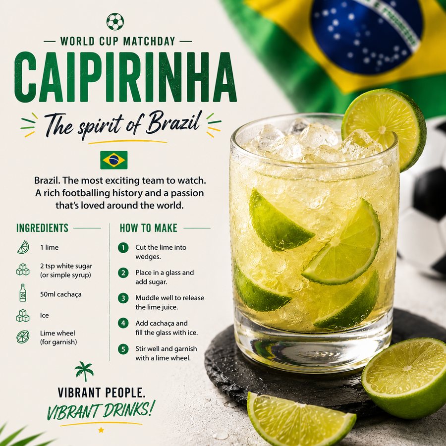 Caipirinha World Cup Matchday graphic - the spirit of Brazil